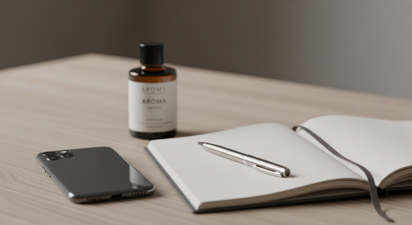 温かな木目の机に置かれたスマホの通知と温かい飲み物、柔らかな光に包まれたコミュニケーションのイメージ